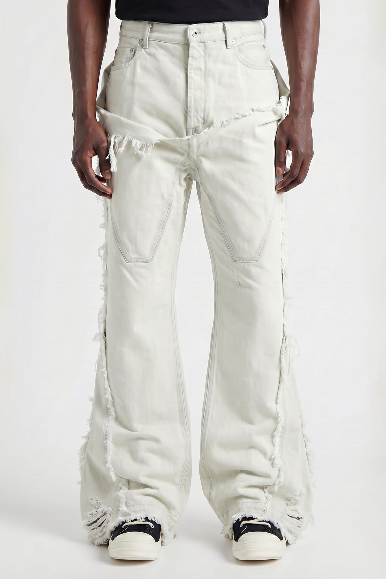 Rick Owens DRKSHDW Slivered Bootcut Denim in Milk Wash