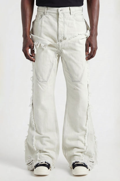 Rick Owens DRKSHDW Slivered Bootcut Denim in Milk Wash