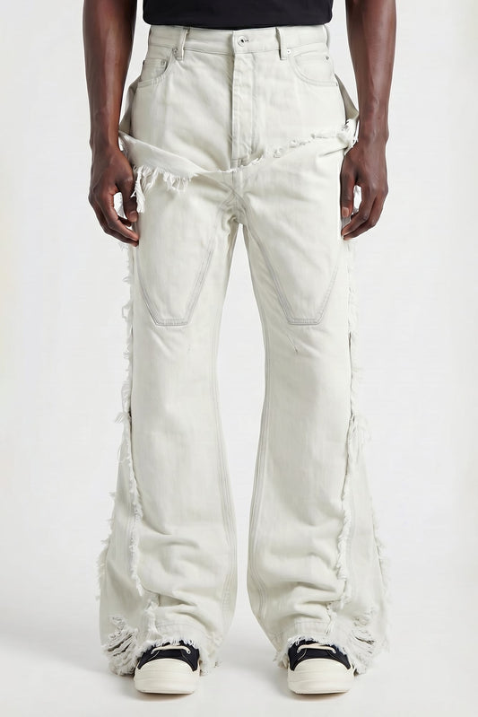 Rick Owens DRKSHDW Slivered Bootcut Denim in Milk Wash