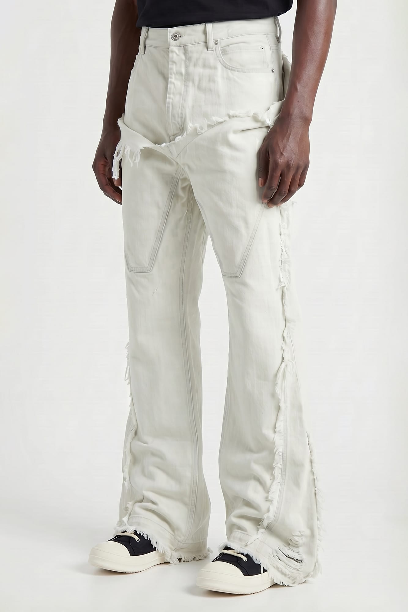 Rick Owens DRKSHDW Slivered Bootcut Denim in Milk Wash