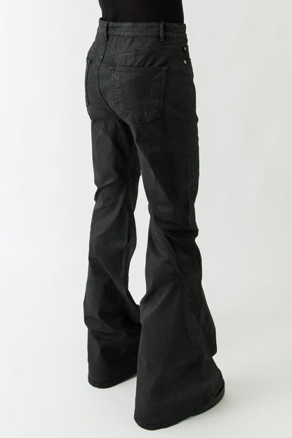 Rick Owens DRKSHDW Bias Bootcut in Stretch Black Wax back