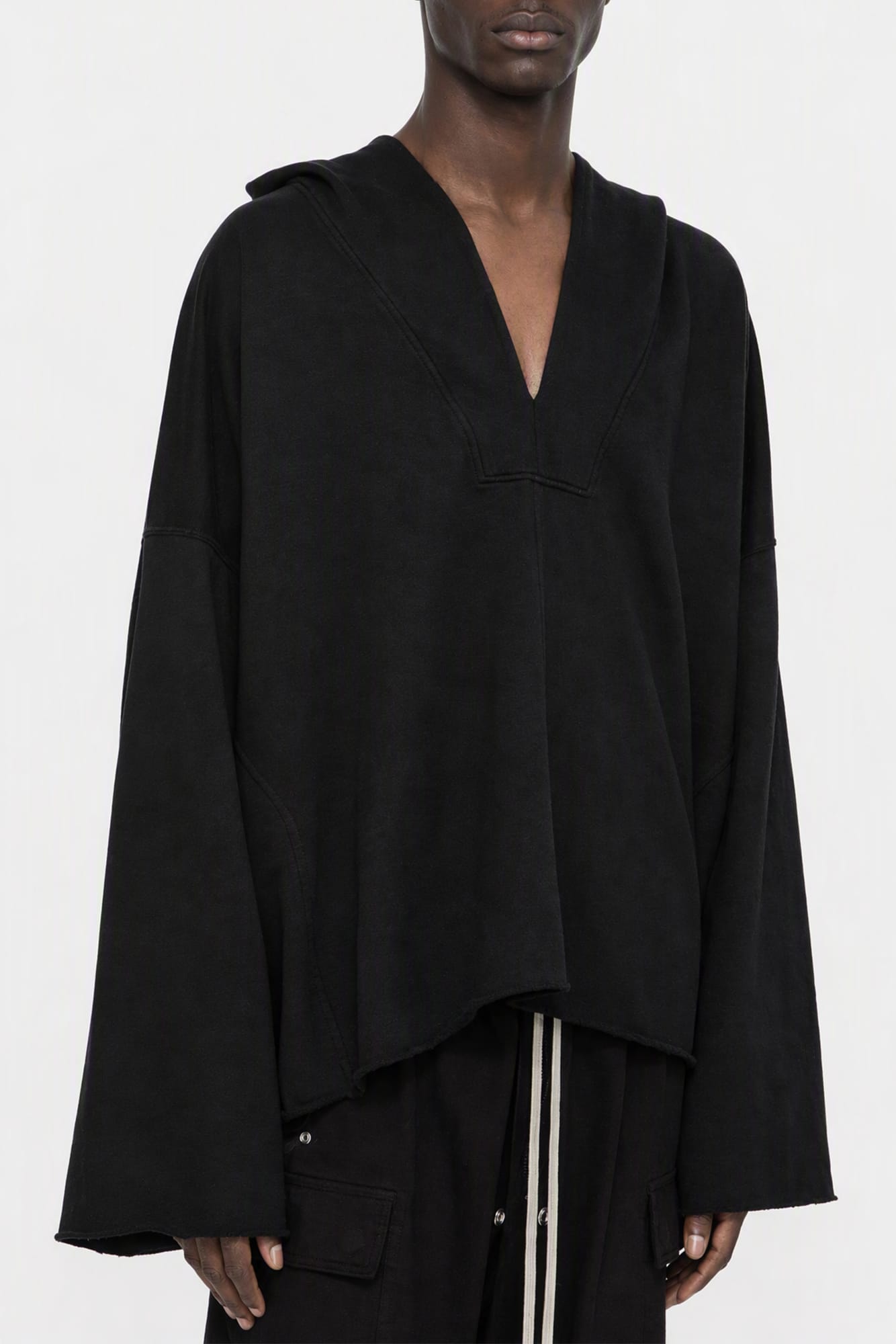 Rick Owens DRKSHDW Mens LS Kaftan Hip in Black side