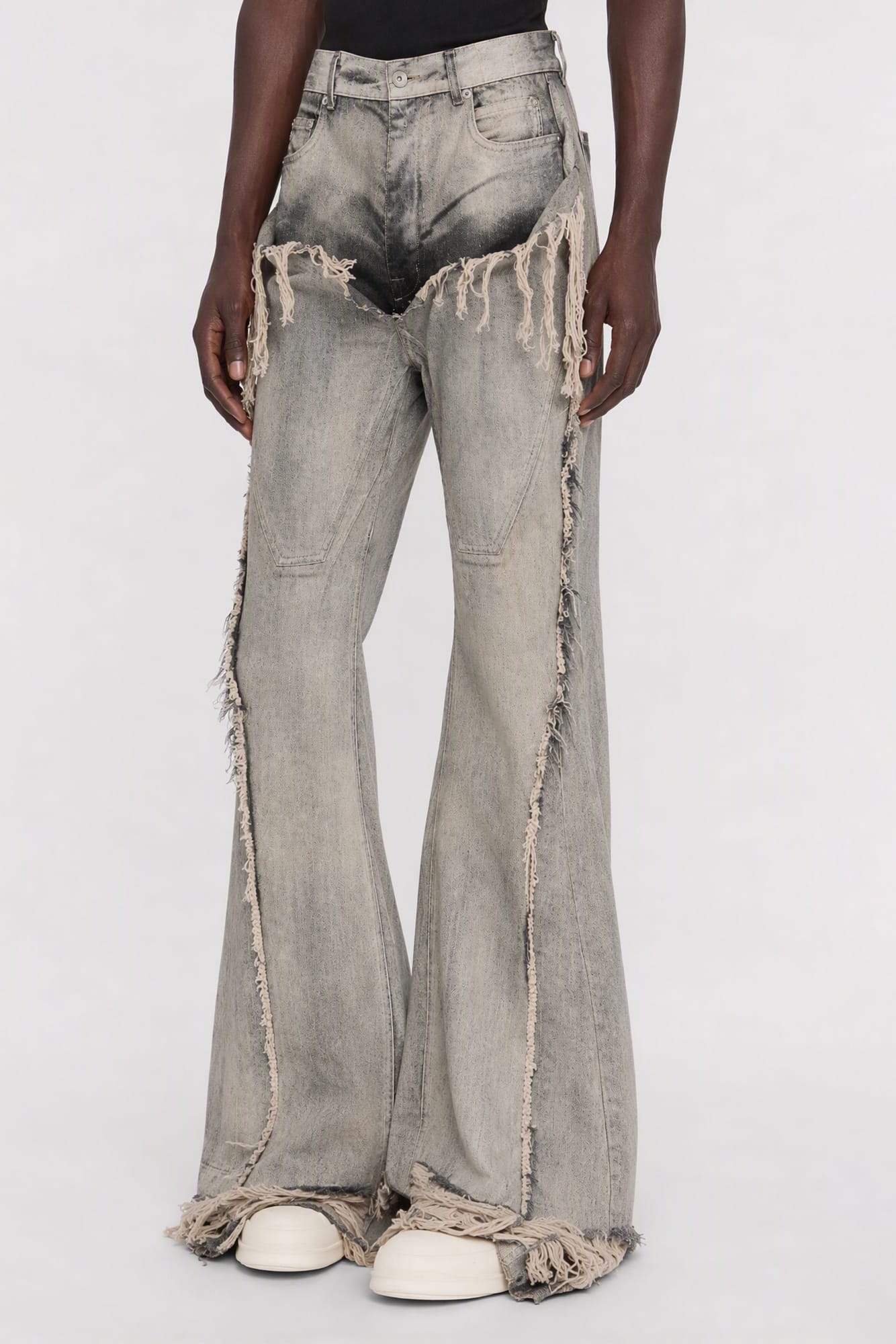 Rick Owens DRKSHDW Mens Slivered Bootcut Jeans in Mineral