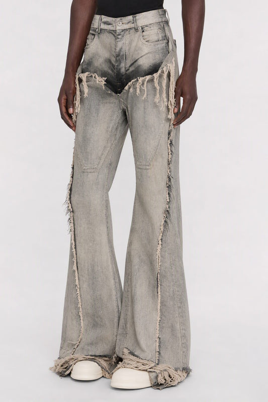 Rick Owens DRKSHDW Mens Slivered Bootcut Jeans in Mineral side