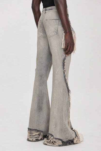Rick Owens DRKSHDW Mens Slivered Bootcut Jeans in Mineral back