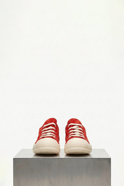 Rick Owens Extreme Low Sneaks in Carnelian front
