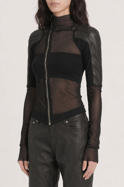 Rick Owens Gary Combo Jacket in Black SS26 side