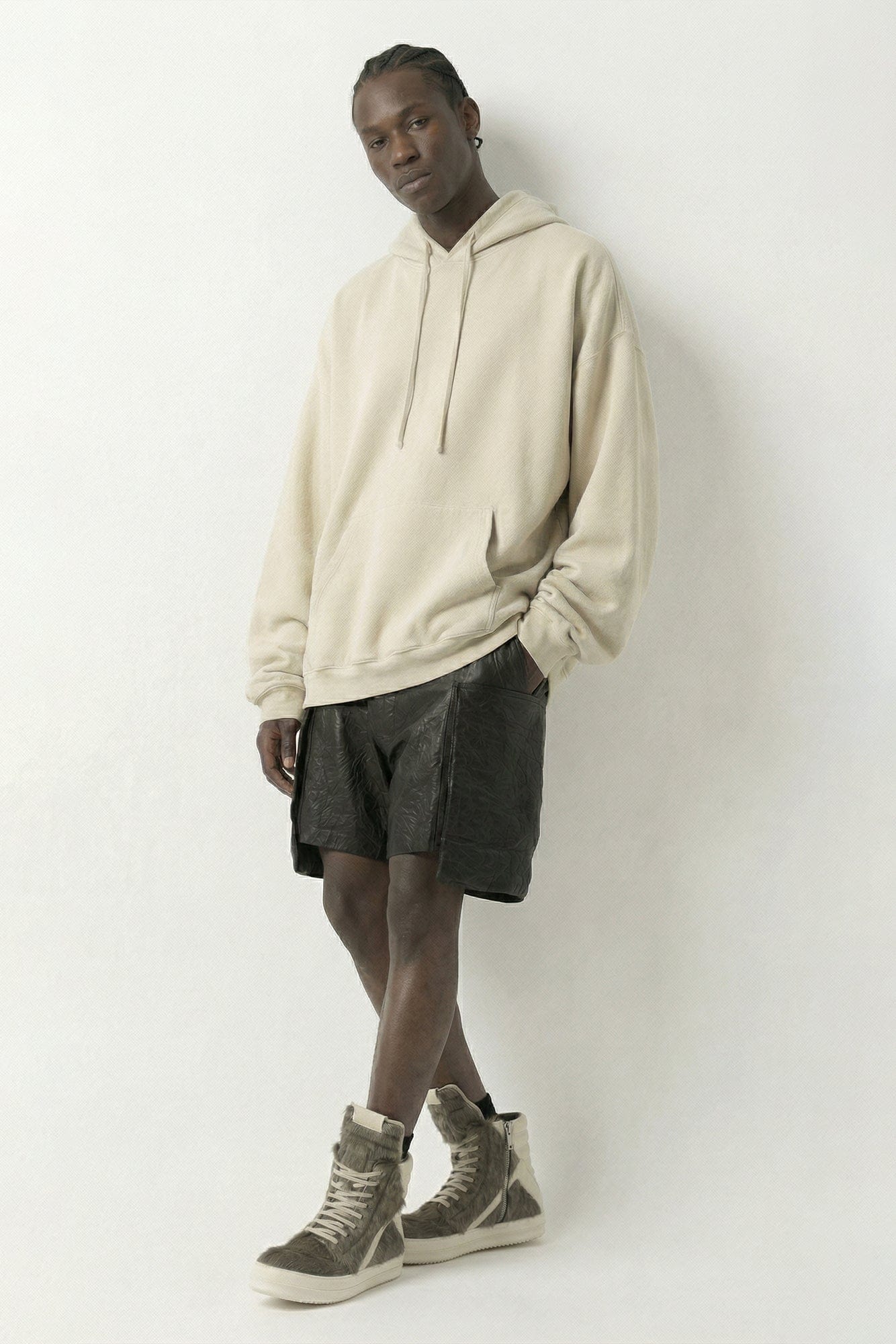 Rick Owens Hun Hoodie in Sand SS26