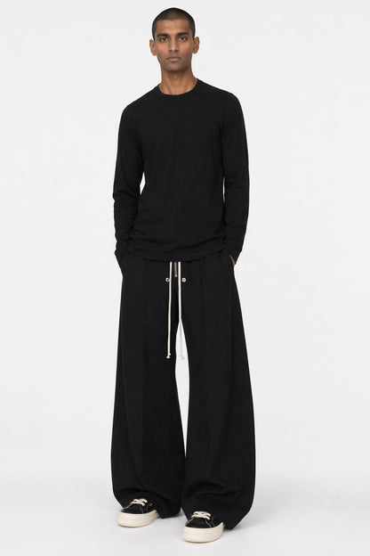 Rick Owens Level Long Sleeve T in Black full look