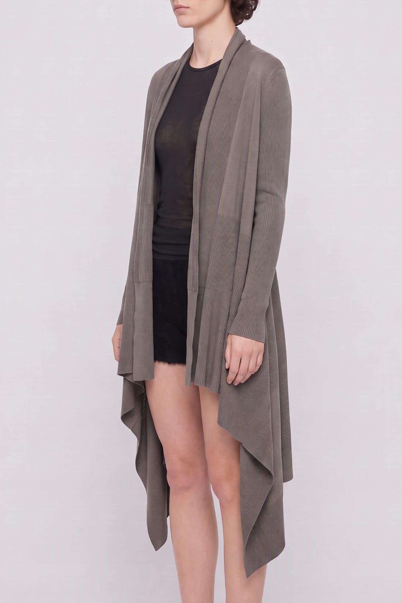 Rick Owens Long Wrap Cardigan in Dust side