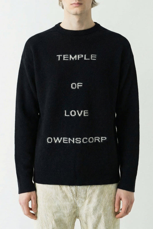 Rick Owens Maglia Round Neck Sweater in Black/Butter SS26