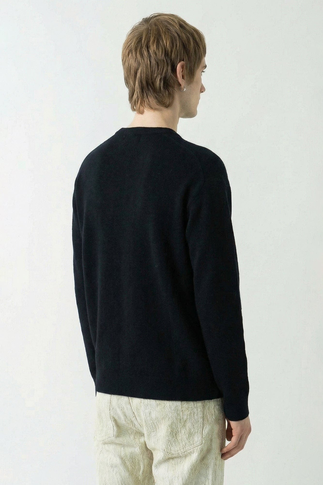 Rick Owens Maglia Round Neck Sweater in Black/Butter SS26 back