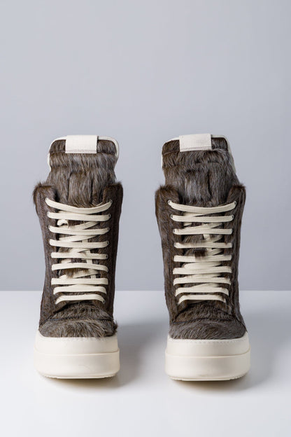 Rick Owens MegaGeobaskets in Indigo Calf Hair front