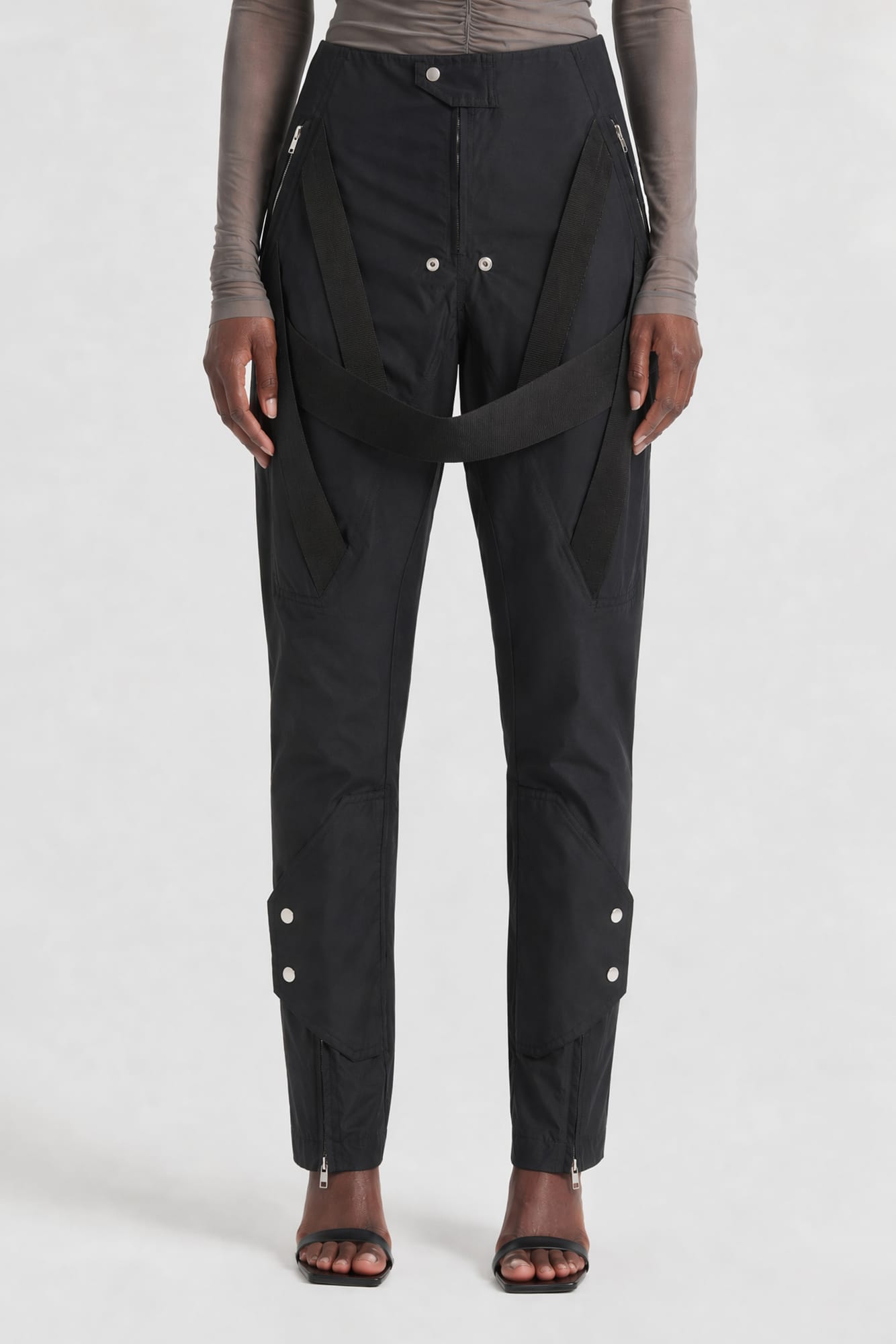 Rick Owens W Megastrapped Motopants in Black