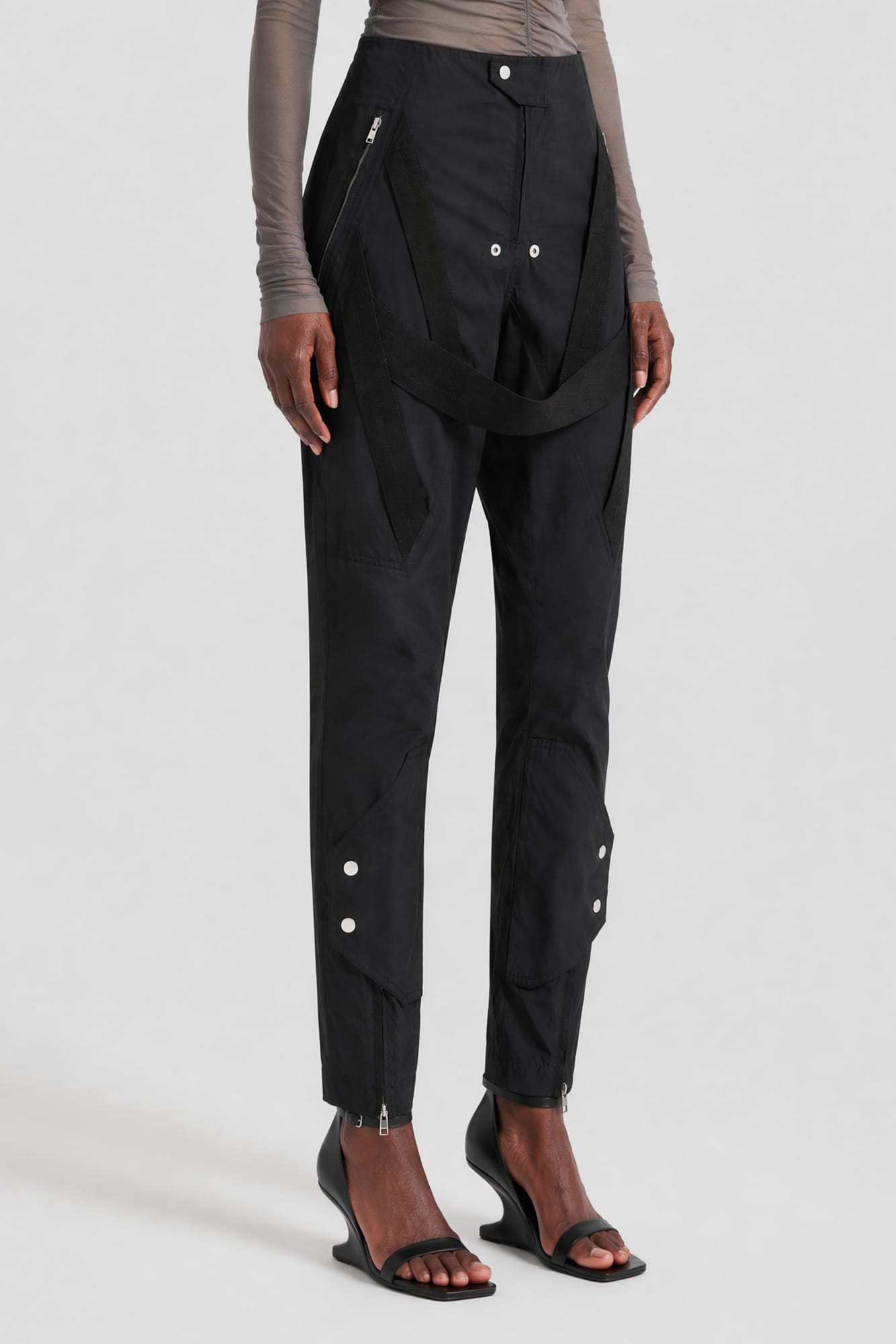 Rick Owens W Megastrapped Motopants in Black