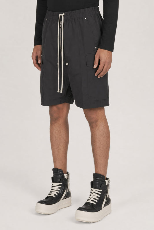 Rick Owens Mens Cargobela Shorts in Black side