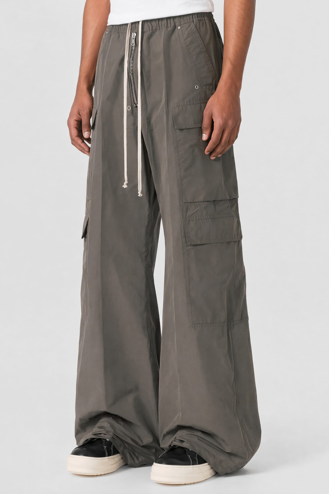 Rick Owens Mens Cotton Cargobelas in Dust side