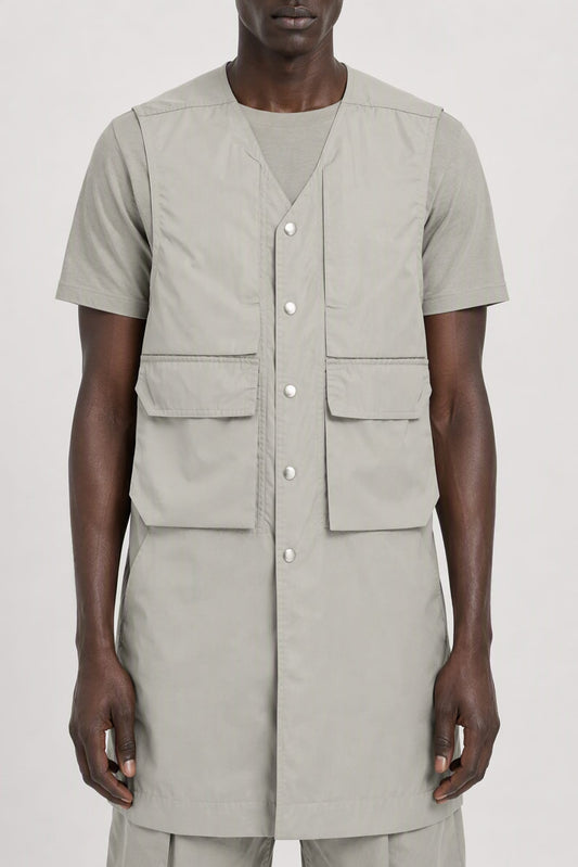 Rick Owens Mens Simplified Blixa Vest in Dark Pearl