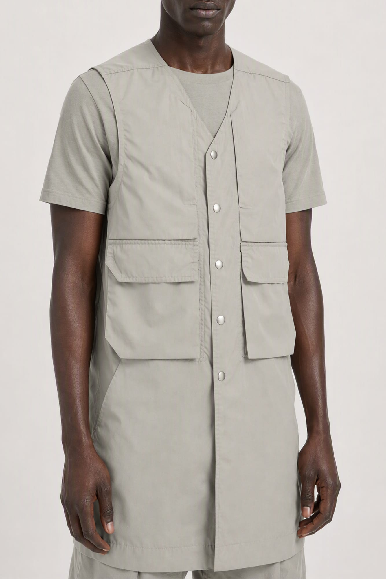 Rick Owens Mens Simplified Blixa Vest in Dark Pearl side