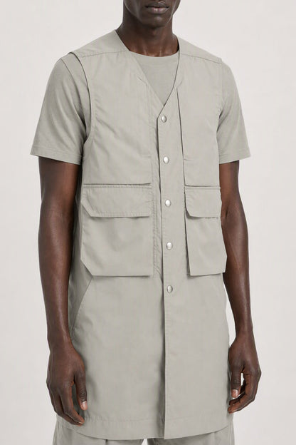 Rick Owens Mens Simplified Blixa Vest in Dark Pearl side