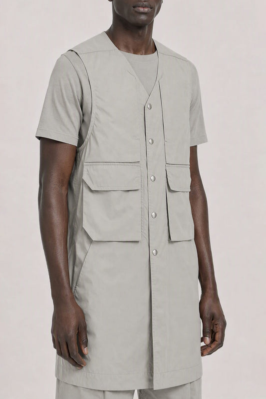 Rick Owens Mens Simplified Blixa Vest in Dark Pearl side