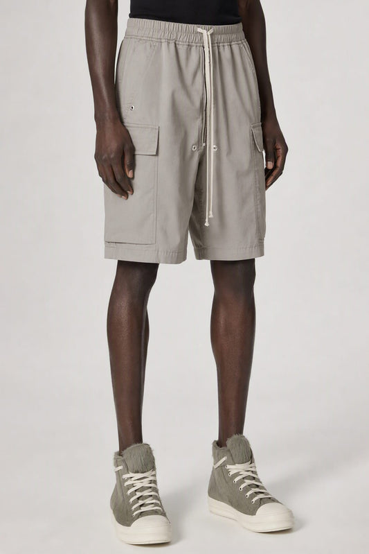 Rick Owens Mens Cargobela Shorts in Dark Pearl side