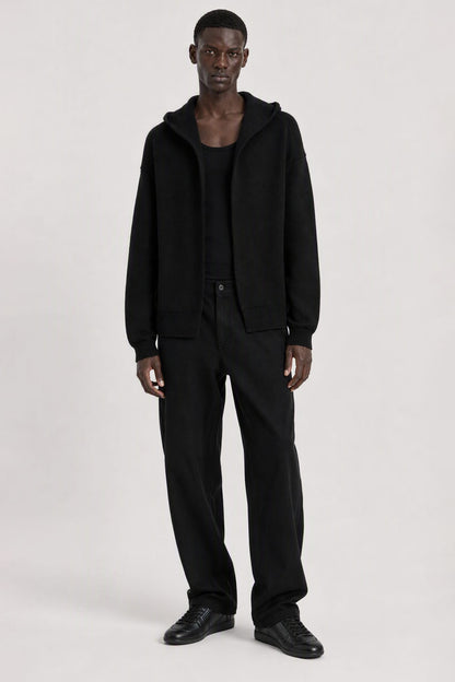 Rick Owens Mens Hoodie Robe in Black full look