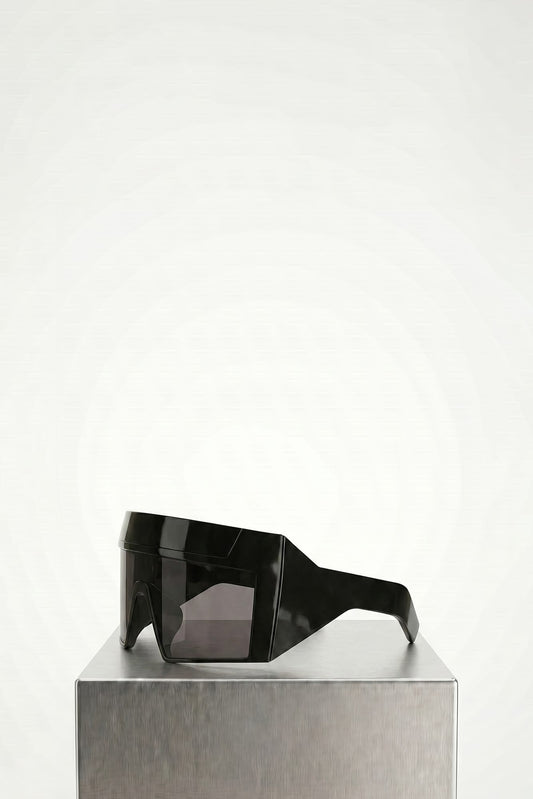 Rick Owens Rev Shiny Sunglasses in Black side