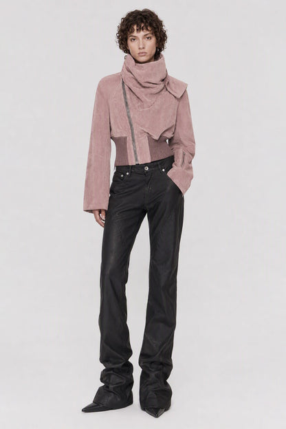 Rick Owens Scarf Flight Bomber in Grape full look