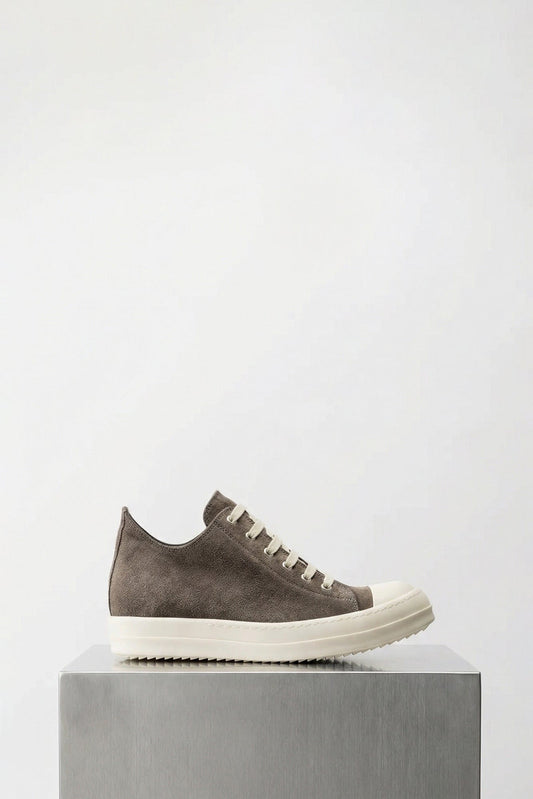 Rick Owens Scarpe In Pelle Low Sneaks in Dust/Milk SS26
