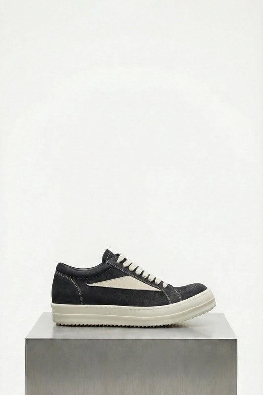 Rick Owens Scarpe In Pelle Extreme Low Sneaks in Black/Milk SS26