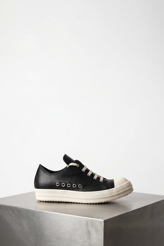 Rick Owens Scarpe In Pelle Extreme Low Sneaks in Black/Milk SS26