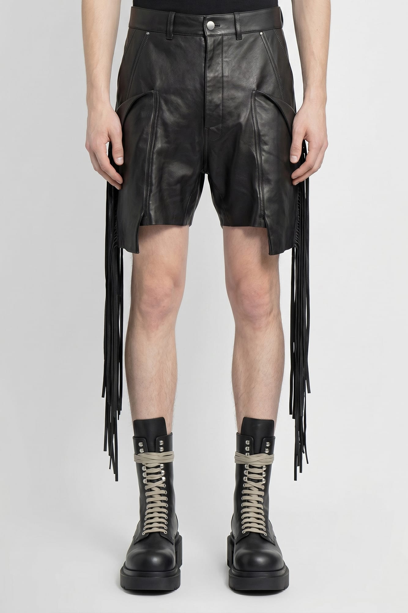 Rick Owens Shorts with Fringe Detailing in Black
