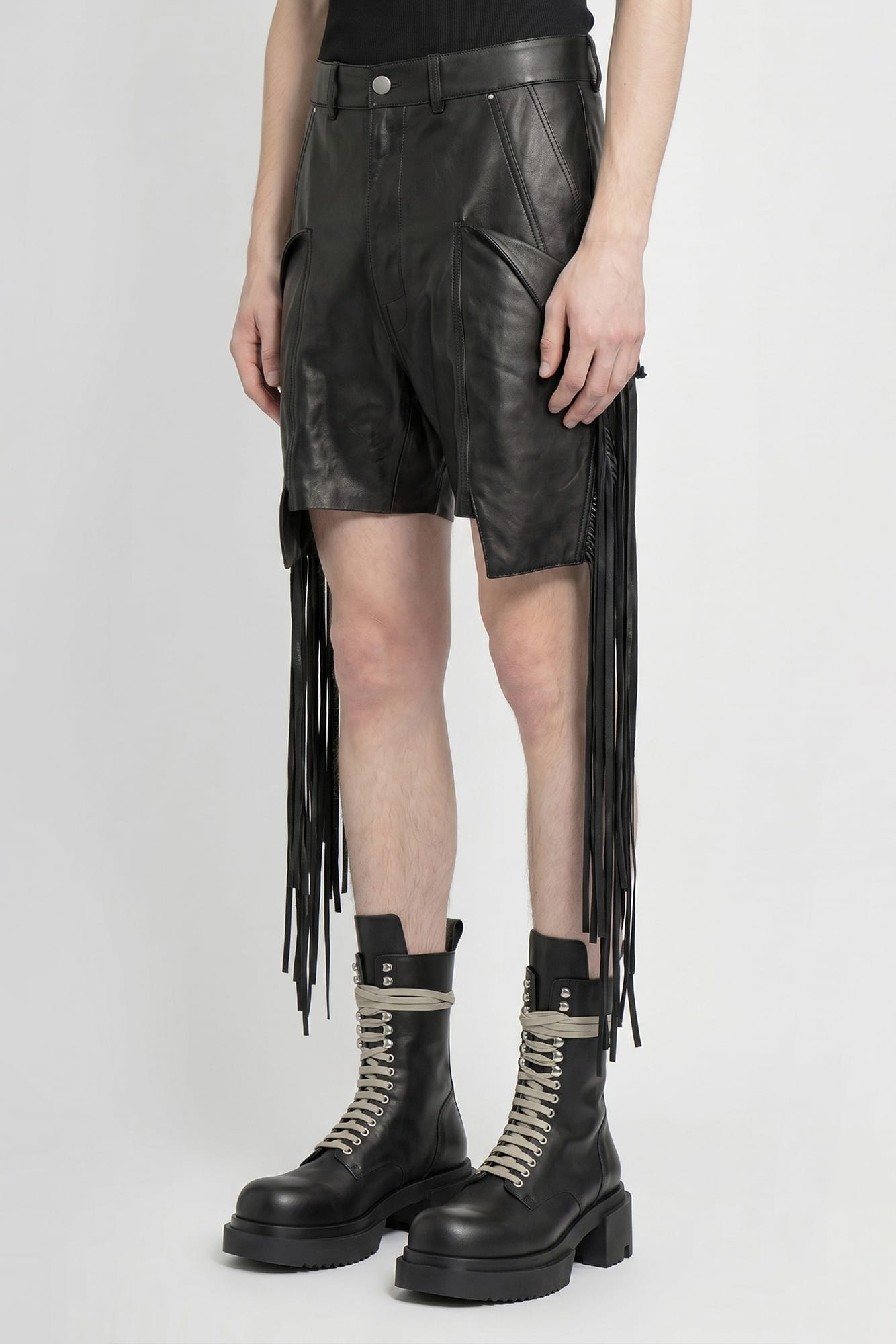 Rick Owens Shorts with Fringe Detailing in Black