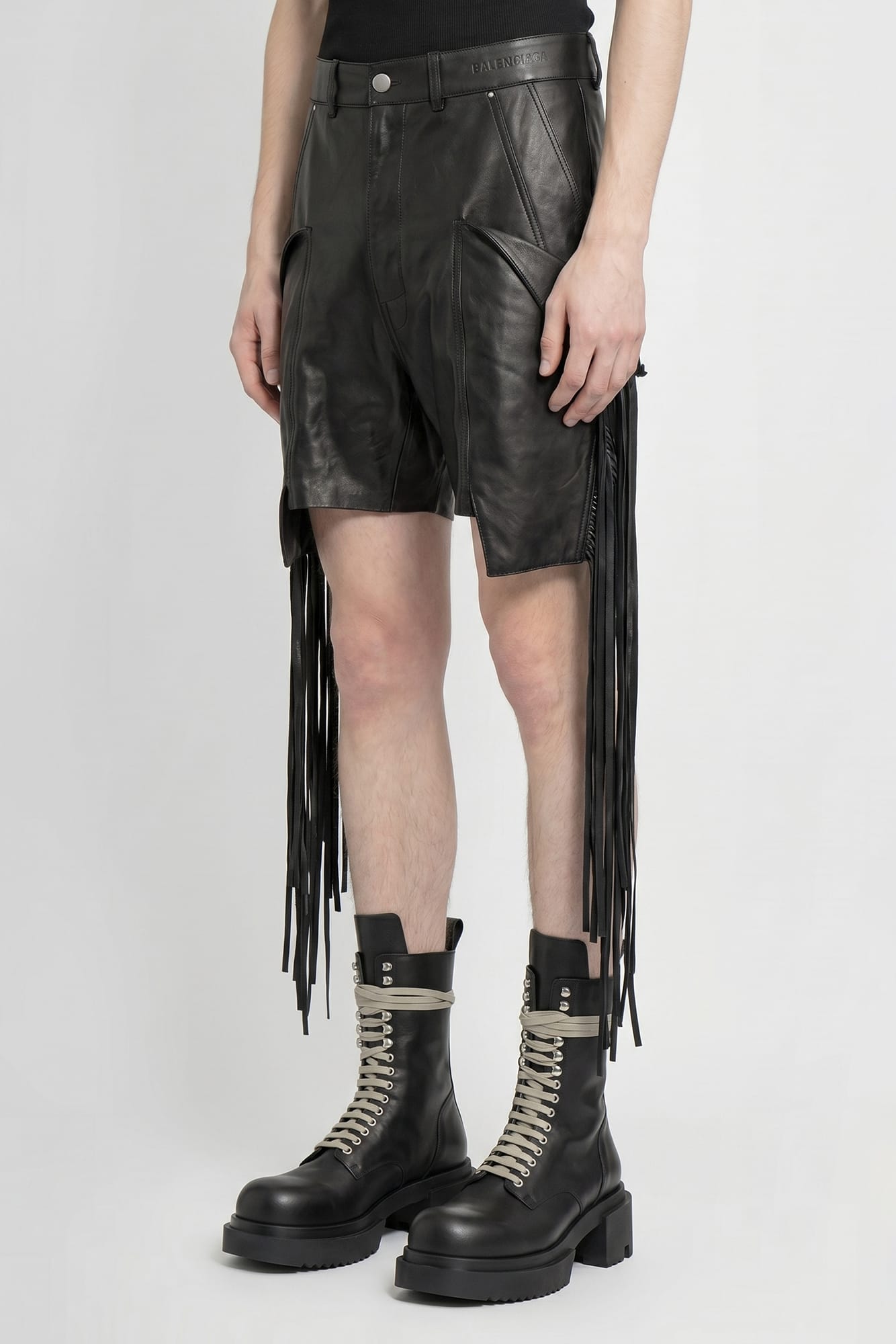Rick Owens Shorts with Fringe Detailing in Black