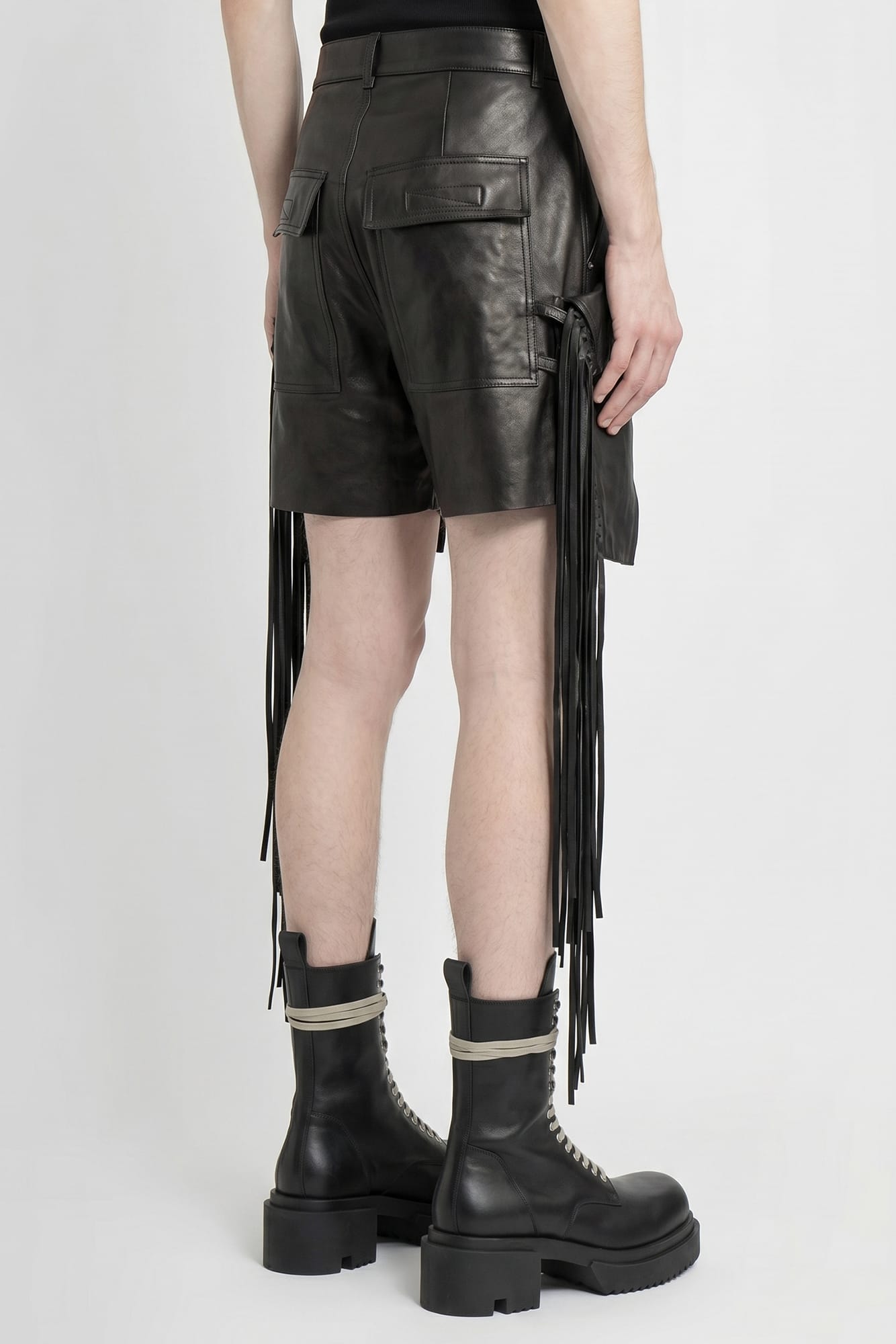 Rick Owens Shorts with Fringe Detailing in Black back
