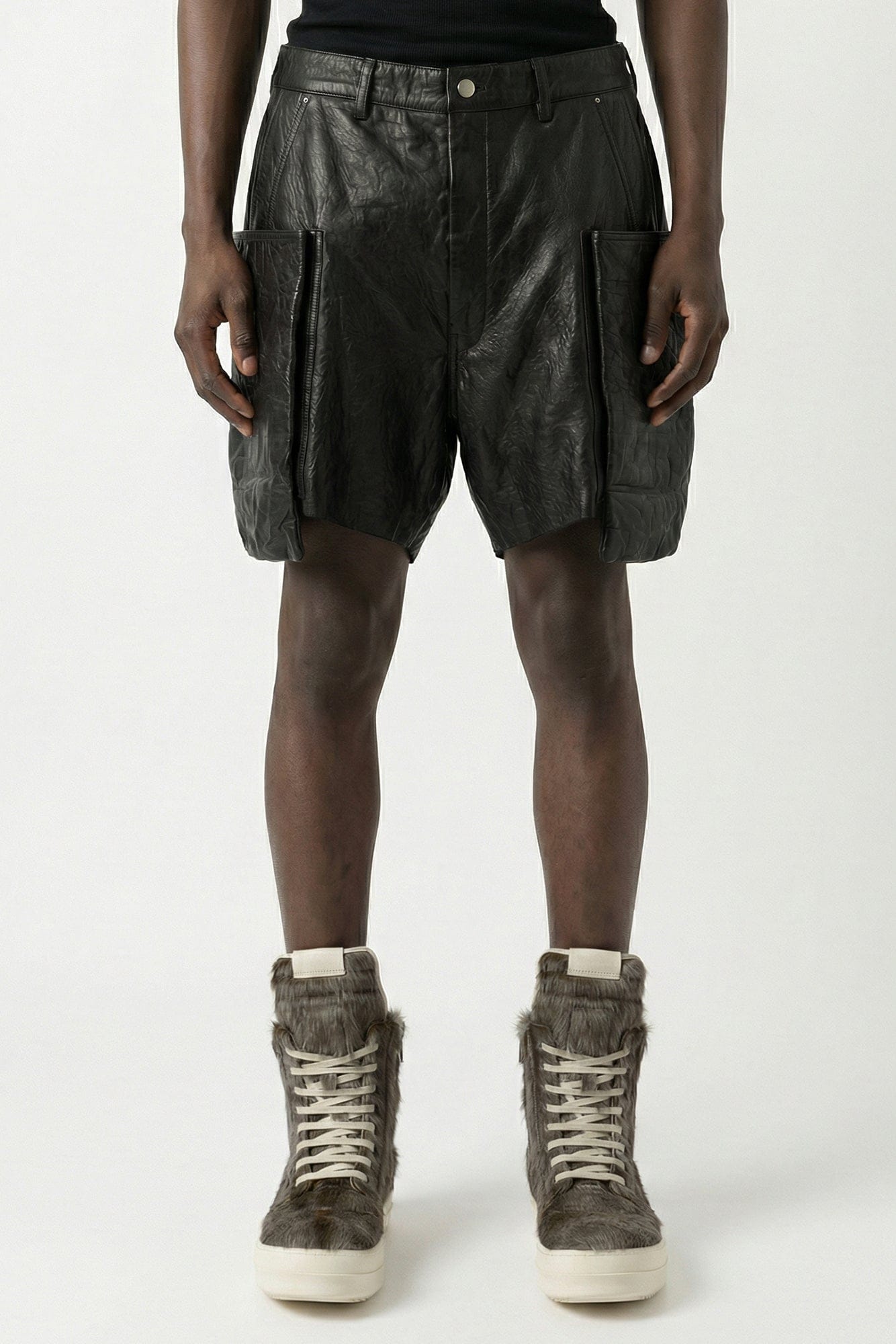 Rick Owens Stefan Cargo Shorts in Pelle SS26