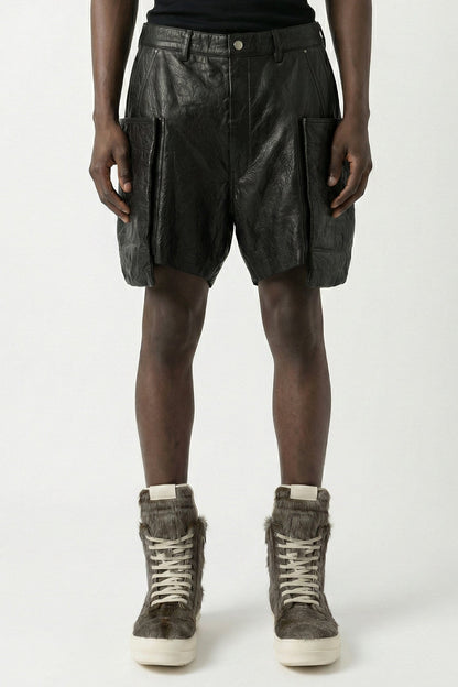 Rick Owens Stefan Cargo Shorts in Pelle SS26