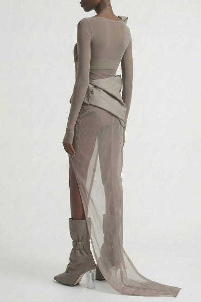 Rick Owens Temple Draped Skirt in Dust back