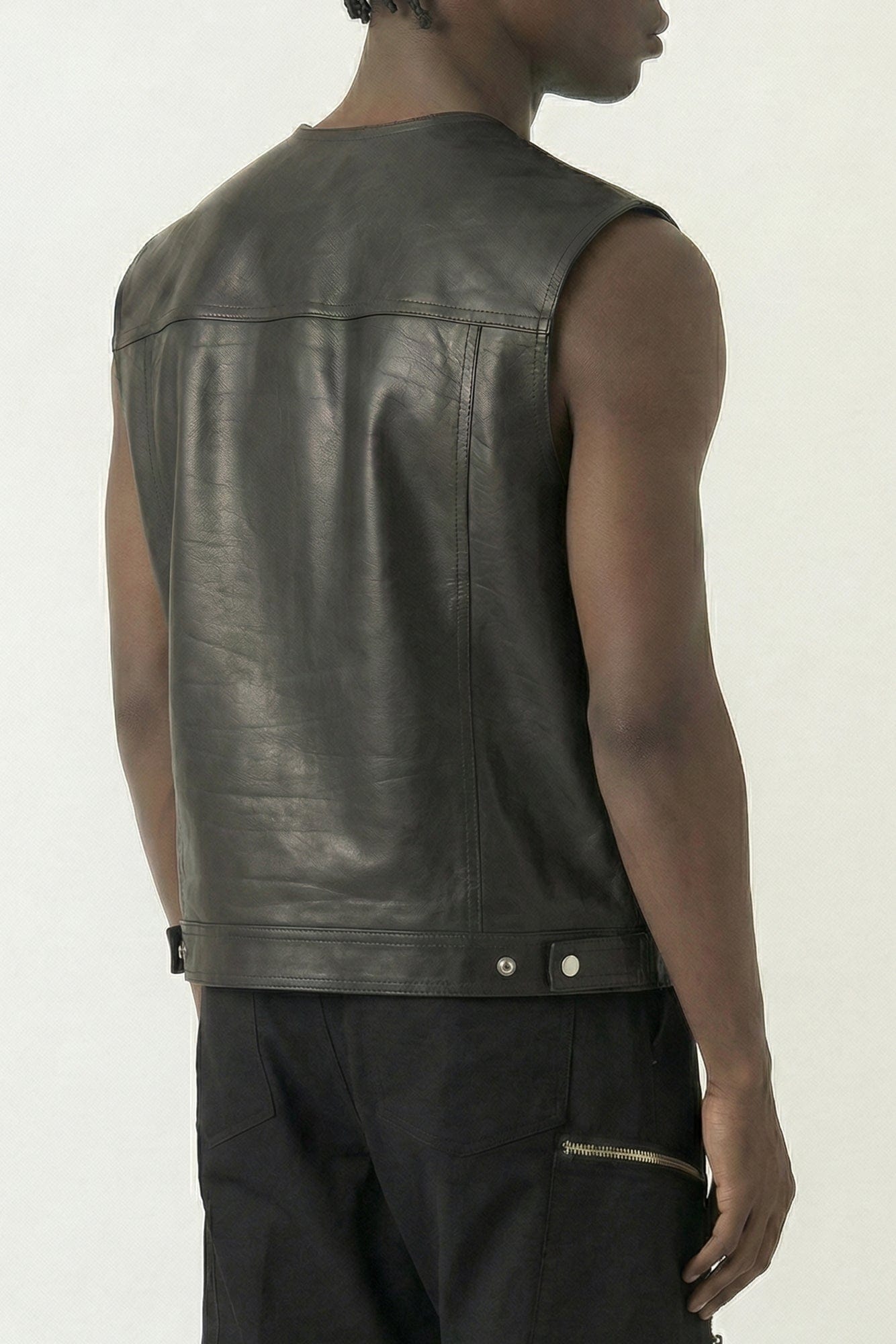 Rick Owens Work Vest in Black SS26 back