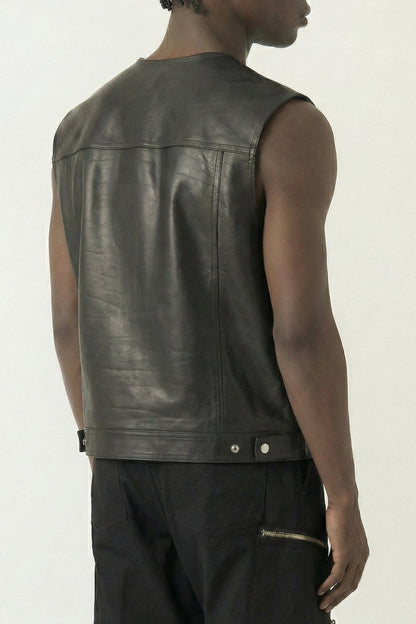 Rick Owens Work Vest in Black SS26 back