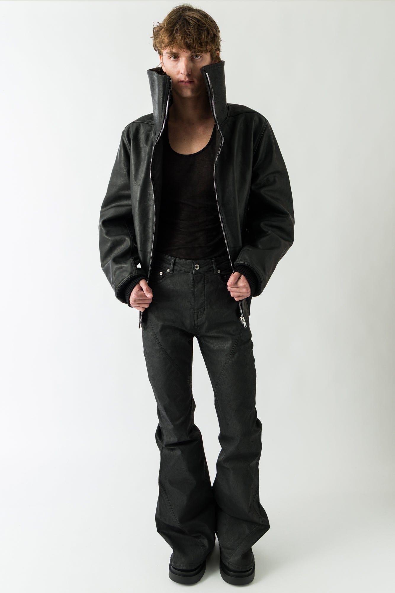 Rick Owens DRKSHDW Bias Bootcut in Stretch Black Wax – Antidote