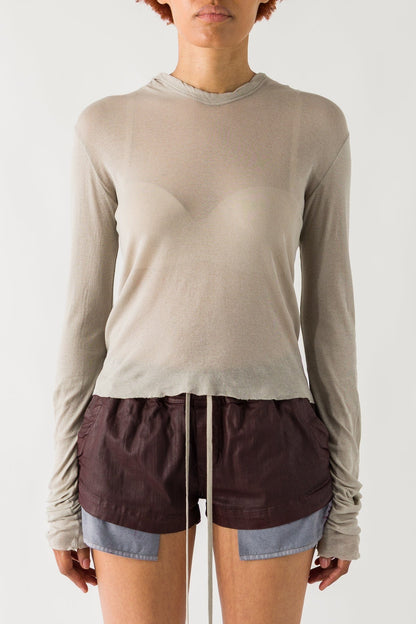Rick Owens Cropped Hooded Rib LS T