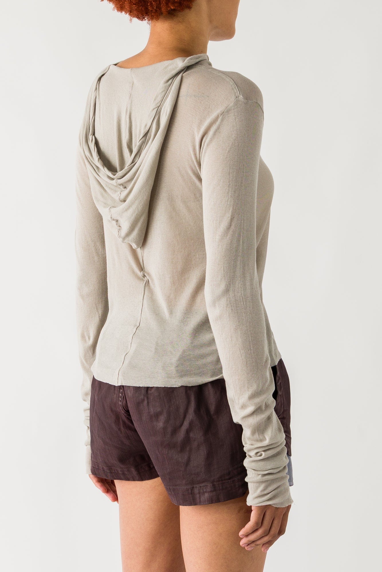 Rick Owens Cropped Hooded Rib LS T back