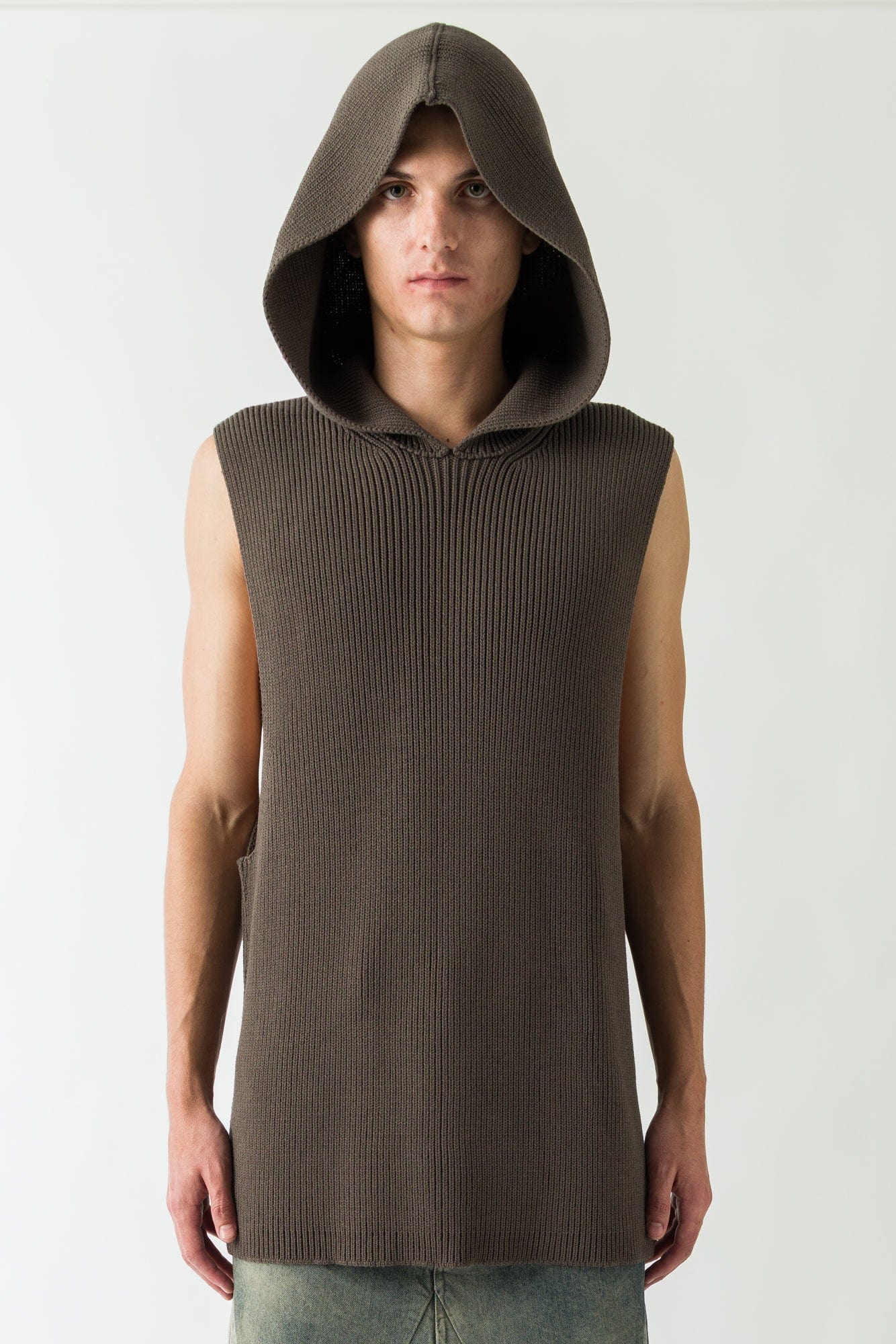 Rick Owens basic rib tank DUST Owens Rick Tank Cropped Hooded RN