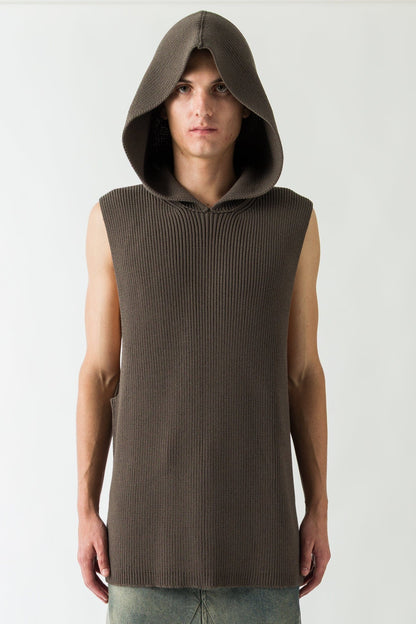 Rick Owens Hooded Tank in Dark Dust