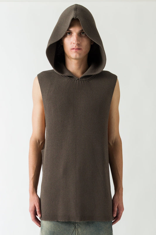 Rick Owens Hooded Tank in Dark Dust