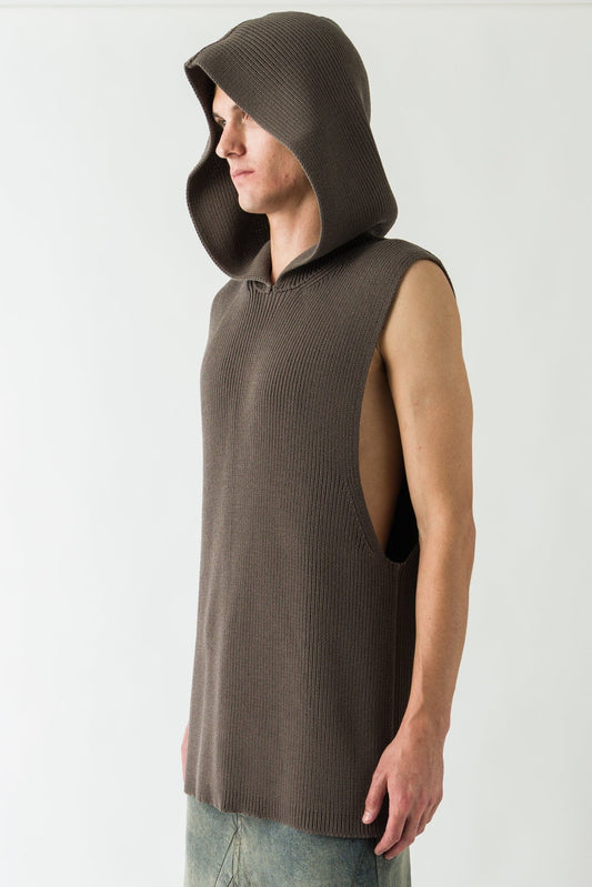 Rick Owens Hooded Tank in Dark Dust side