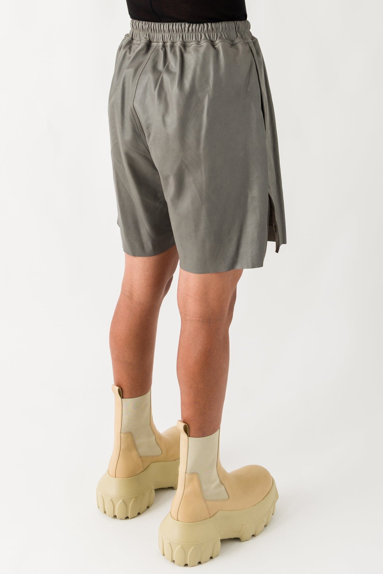 Rick Owens Leather Boxers in Washed Indigo back