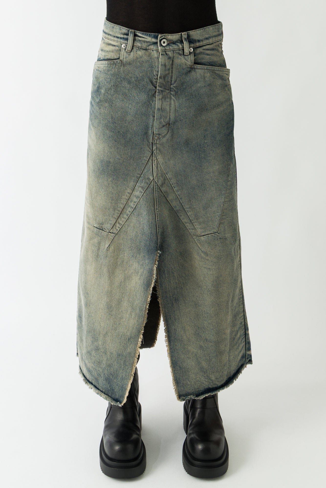 Rick Owens Long Slivered Skirt in Dirty Hustler